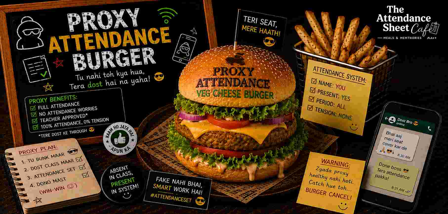 Proxy Attendance Veg Cheese Burger