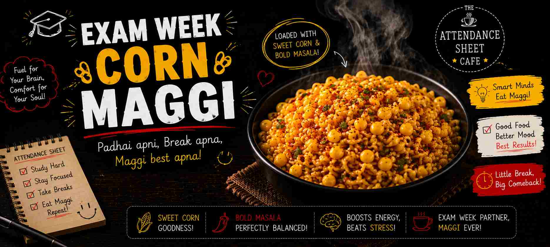 Exam week  Corn Maggi